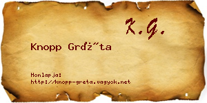 Knopp Gréta névjegykártya